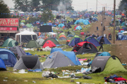 Leeds Festival ... Die Zeltstadt nach Ende des Musikfestivals