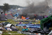 Leeds Festival ... Die Zeltstadt nach Ende des Musikfestivals