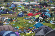 Leeds Festival ... Die Zeltstadt nach Ende des Musikfestivals