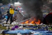 Leeds Festival ... Die Zeltstadt nach Ende des Musikfestivals