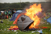Leeds Festival ... Die Zeltstadt nach Ende des Musikfestivals