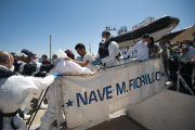 Boat carrying African Migrants capsizes crossing the Mediterranean sea, Italy - 26 Aug 2014