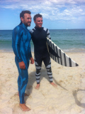 Wetsuits launched that fool sharks into not attacking the wearer, Fremantle, Australia - Aug 2014