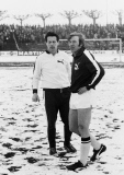 Gladbachs Co-Trainer Rudi Schlott und Guenter Netzer beim Spiel MSV Duisburg gegen Borussia Moenchengladbach, Bundesliga, Saison 1969/1970