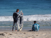 Wetsuits launched that fool sharks into not attacking the wearer, Fremantle, Australia - Aug 2014