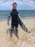Wetsuits launched that fool sharks into not attacking the wearer, Fremantle, Australia - Aug 2014