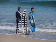 Wetsuits launched that fool sharks into not attacking the wearer, Fremantle, Australia - Aug 2014