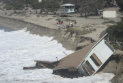 Hurricane waves torn apart Malibu lifeguard station