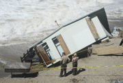 Hurricane waves torn apart Malibu lifeguard station
