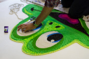 Giant loom band portrait of Freddo frog, Britain - 04 Sep 2014