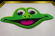 Giant loom band portrait of Freddo frog, Britain - 04 Sep 2014