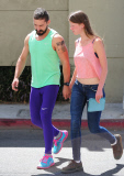 Shia Labeouf wears fluorescent spandex outfit to lunch with girlfriend Mia Goth