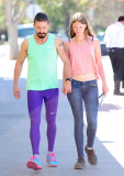 Shia Labeouf wears fluorescent spandex outfit to lunch with girlfriend Mia Goth
