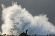Huge waves smash into sea wall at Curl Curl beach, Sydney, Australia - 19 Jul 2014