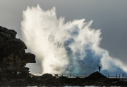Huge waves smash into sea wall at Curl Curl beach, Sydney, Australia - 19 Jul 2014