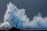 Huge waves smash into sea wall at Curl Curl beach, Sydney, Australia - 19 Jul 2014
