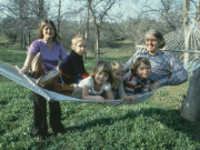 American actor Richard Kiel with wife and kids.  1982.