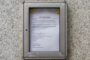 A document pictured outside Chelsea Old Town Hall in London says 'We are not conducting the wedding of Mr Clooney at the office today'