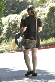 Mandi Gosling arrives at Eva Mendes's home after the birth of her niece