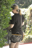 Mandi Gosling arrives at Eva Mendes's home after the birth of her niece
