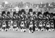 Sechziger Jahre, Veranstaltung, 3. Internationale Polizei-, Sport- und Musikschau 1966 im Niederrheinstadion, Dudelsackspieler aus Schottland, Oberhausen, Ruhrgebiet, Nordrhein-Westfalen