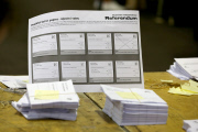 Scottish Independence Referendum Count Collation Event, Royal Highland Centre, Ingliston, Edinburgh, Scotland, Britain - 18 Sep 2014