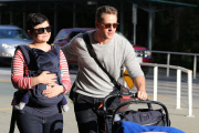 Josh Dallas and Ginnifer Goodwin with Baby Oliver arrive back in Canada