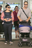 Josh Dallas and Ginnifer Goodwin with Baby Oliver arrive back in Canada