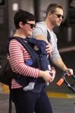 Josh Dallas and Ginnifer Goodwin with Baby Oliver arrive back in Canada