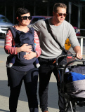 Josh Dallas and Ginnifer Goodwin with Baby Oliver arrive back in Canada