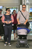 Josh Dallas and Ginnifer Goodwin with Baby Oliver arrive back in Canada