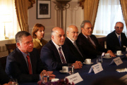 President Barack Obama and US Secretary of State John Kerry meet with representatives from the five Arab countries plus Iraq who have participated in air strikes against ISIS, New York, America - 23 Sep 2014