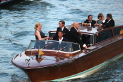 Clooney and guests sail to to pre-wedding dinner