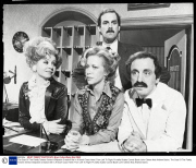 The Cast Of The Fawlty Towers Series A Slapstick Creation Set In A South Coast Hotel. From Left To Right: Prunella Scales Connie Booth John Cleese And Andrew Sachs.