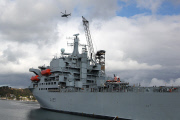 RFA Argus prepares to leave with humanitarian supplies to Sierra Leone  from Falmouth ,Cornwall, Britain - 14 Oct 2014