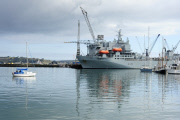 RFA Argus prepares to leave with humanitarian supplies to Sierra Leone  from Falmouth ,Cornwall, Britain - 14 Oct 2014