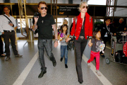French singer Johnny Hallyday departs LAX with his whole family