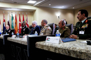 US President Barack Obama meets with Foreign Military Chiefs to discuss ISIL Strategy, Camp Springs, Maryland, America - 14 Oct 2014