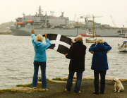 RFA Argus prepares to sail to Sierra Leone to help deal with the Ebola crisis, Falmouth, Britain - 17 Oct 2014