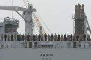 RFA Argus prepares to sail to Sierra Leone to help deal with the Ebola crisis, Falmouth, Britain - 17 Oct 2014