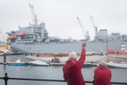 RFA Argus prepares to sail to Sierra Leone to help deal with the Ebola crisis, Falmouth, Britain - 17 Oct 2014