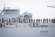RFA Argus prepares to sail to Sierra Leone to help deal with the Ebola crisis, Falmouth, Britain - 17 Oct 2014