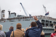 RFA Argus prepares to sail to Sierra Leone to help deal with the Ebola crisis, Falmouth, Britain - 17 Oct 2014