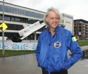 SIR BOB GELDOF AT A PHOTOCALL WITH A LIFE SIZE SHUTTLE REPLICA