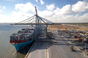 The Edith Maersk container ship, the largest ever on the Thames, London, Britain  - 19 Oct 2014