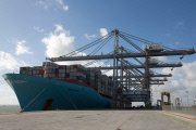 The Edith Maersk container ship, the largest ever on the Thames, London, Britain  - 19 Oct 2014