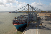 The Edith Maersk container ship, the largest ever on the Thames, London, Britain  - 19 Oct 2014