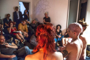 Naked girls reading famous classics of world literature, Rome, Italy - 19 Oct 2014