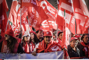 Rome CGIL Italian trade union organized anti-government rally