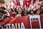 Rome CGIL Italian trade union organized anti-government rally